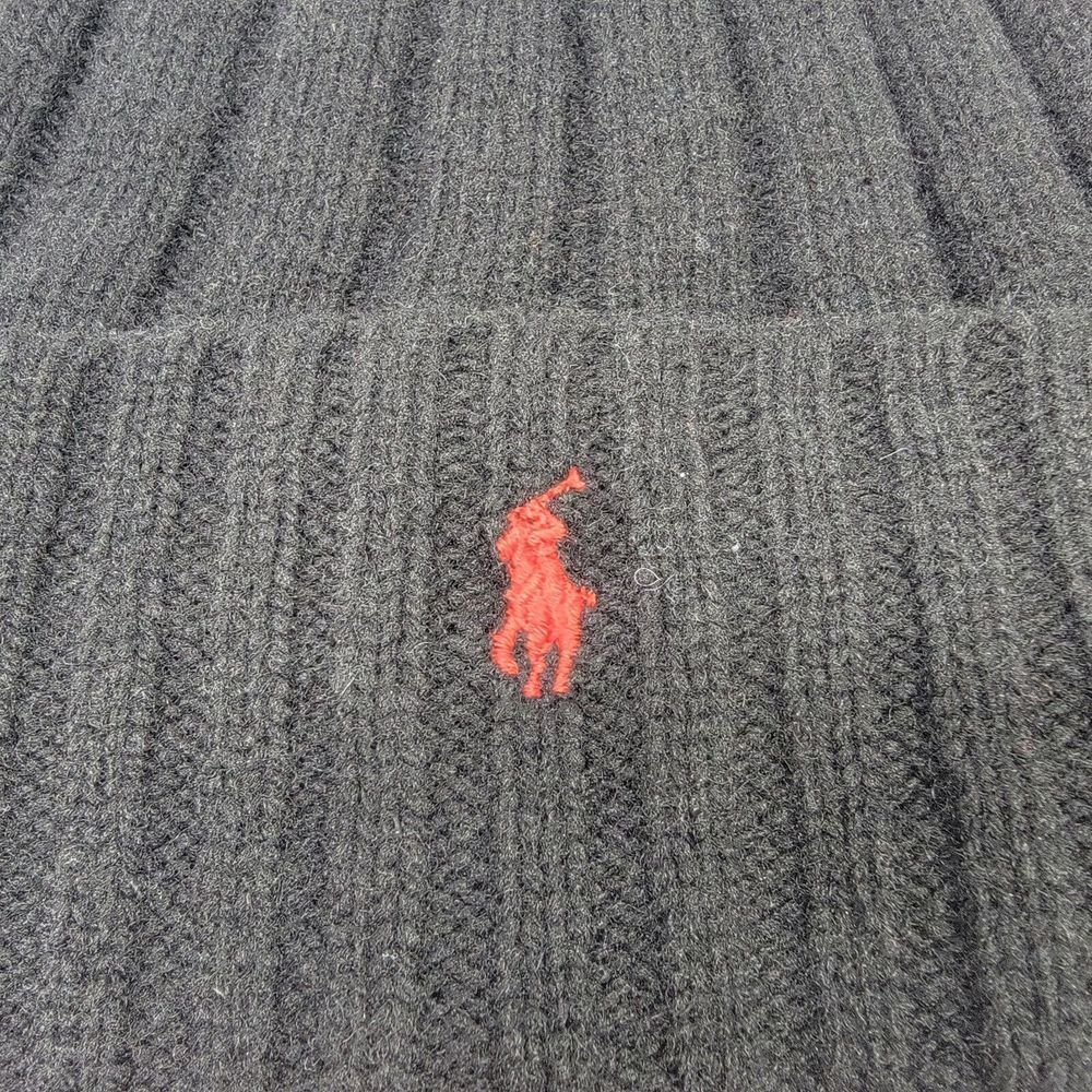 Polo Ralph Lauren Signature Merino Cuffed Beanie Hat Black Red (Pp0054-100) NWT - Picture 2 of 9